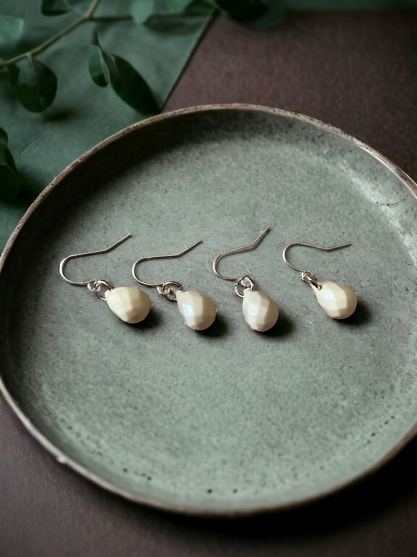 Small little "cream puff" simple easy to wear, go-with-everything dangle earrings