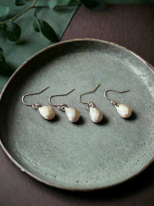 Small little "cream puff" simple easy to wear, go-with-everything dangle earrings
