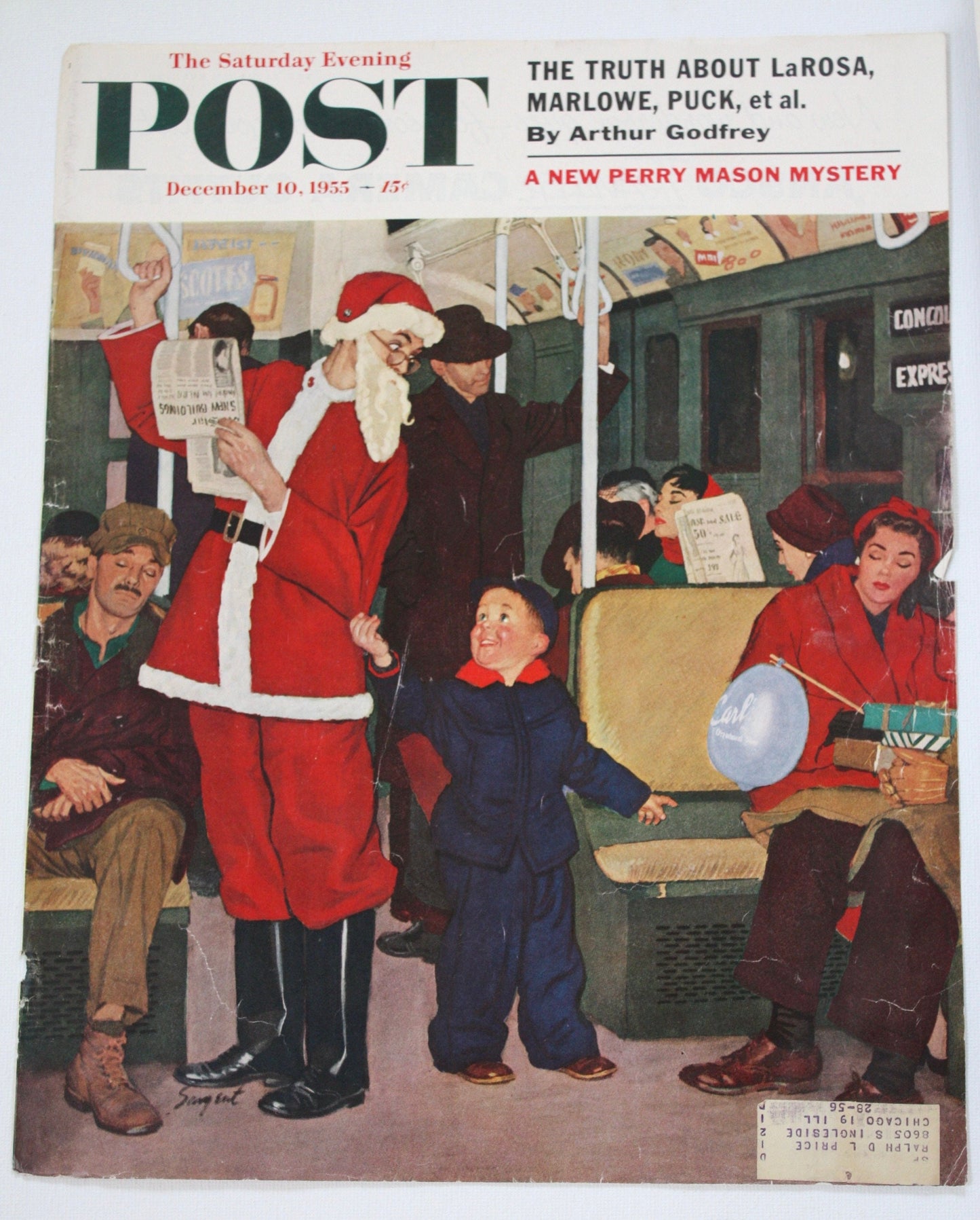Saturday Evening Post - Original Cover - December 10, 1955 - Christmas, Santa