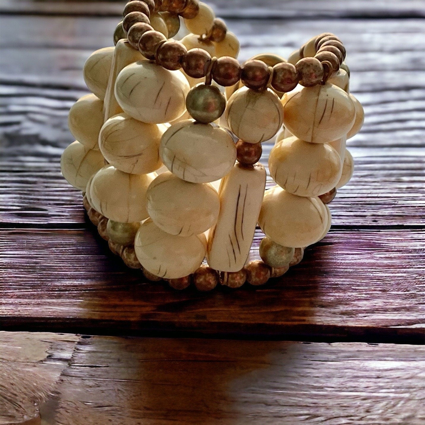 Stunning unique beaded vintage clamper bracelet
