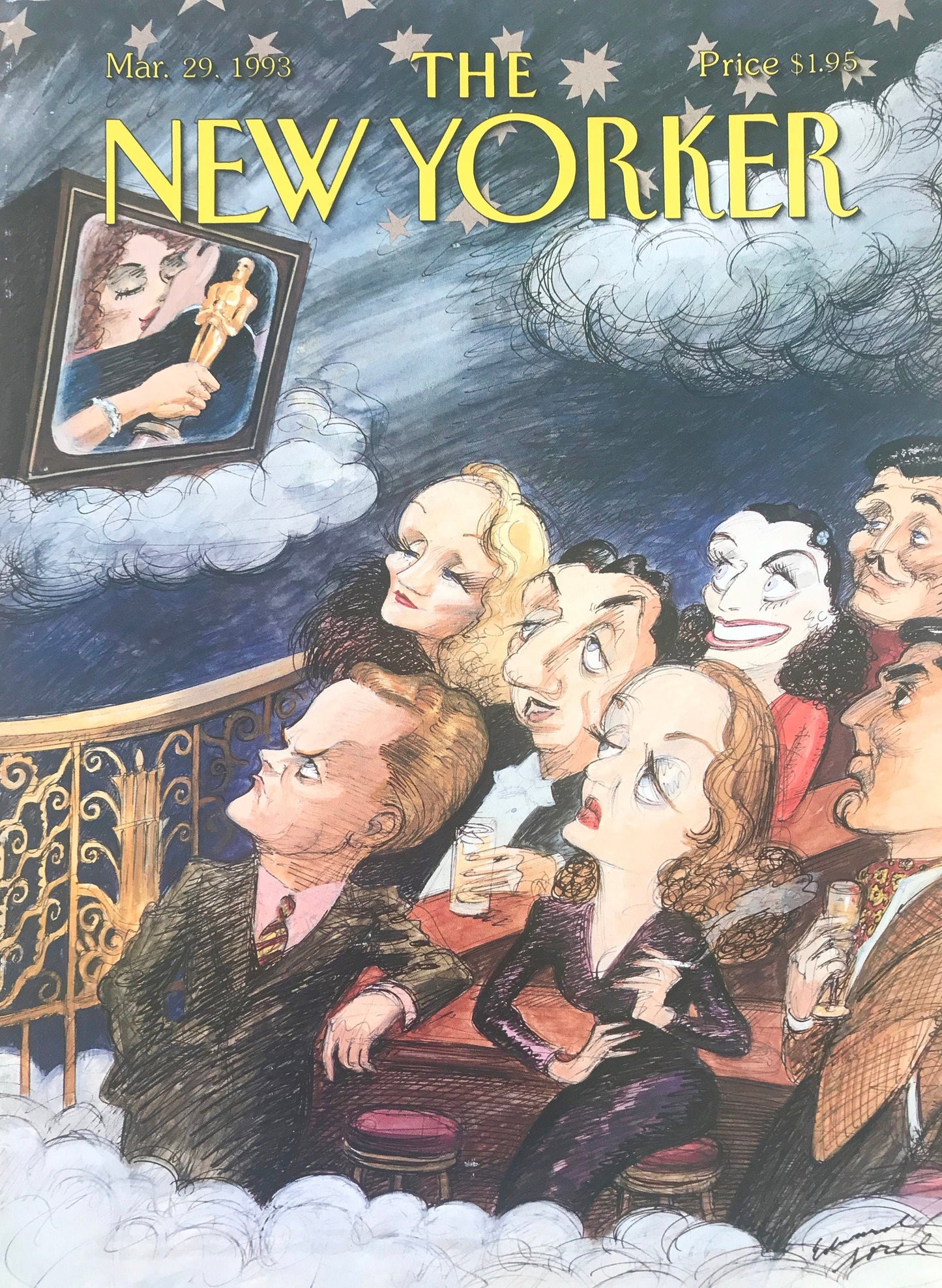 NEW YORKER Magazine cover - March 29, 1993 - excellent condition - by artist Edward Sorel - "Starry Night"