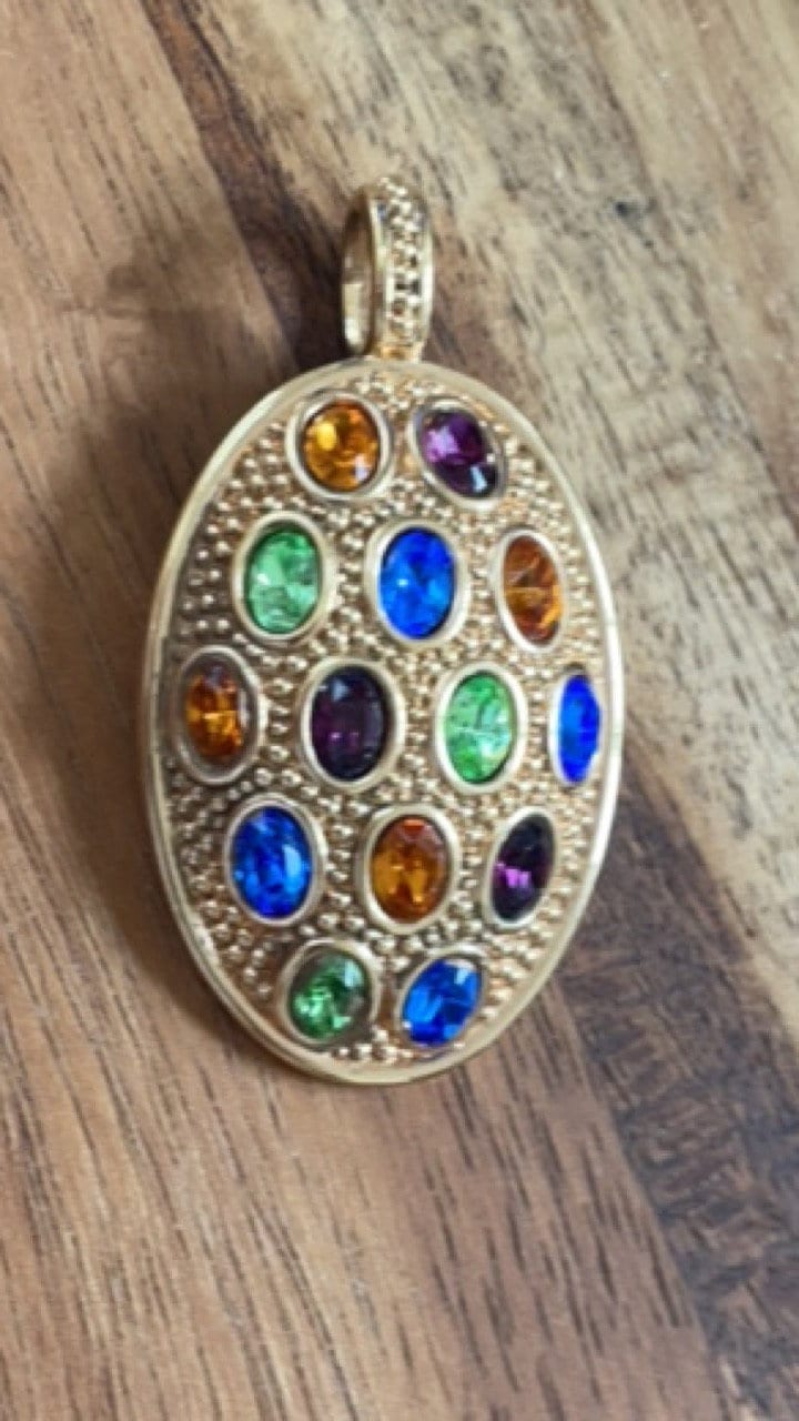 Swan signed stunning vintage Swarovski inlaid crystal necklace pendant