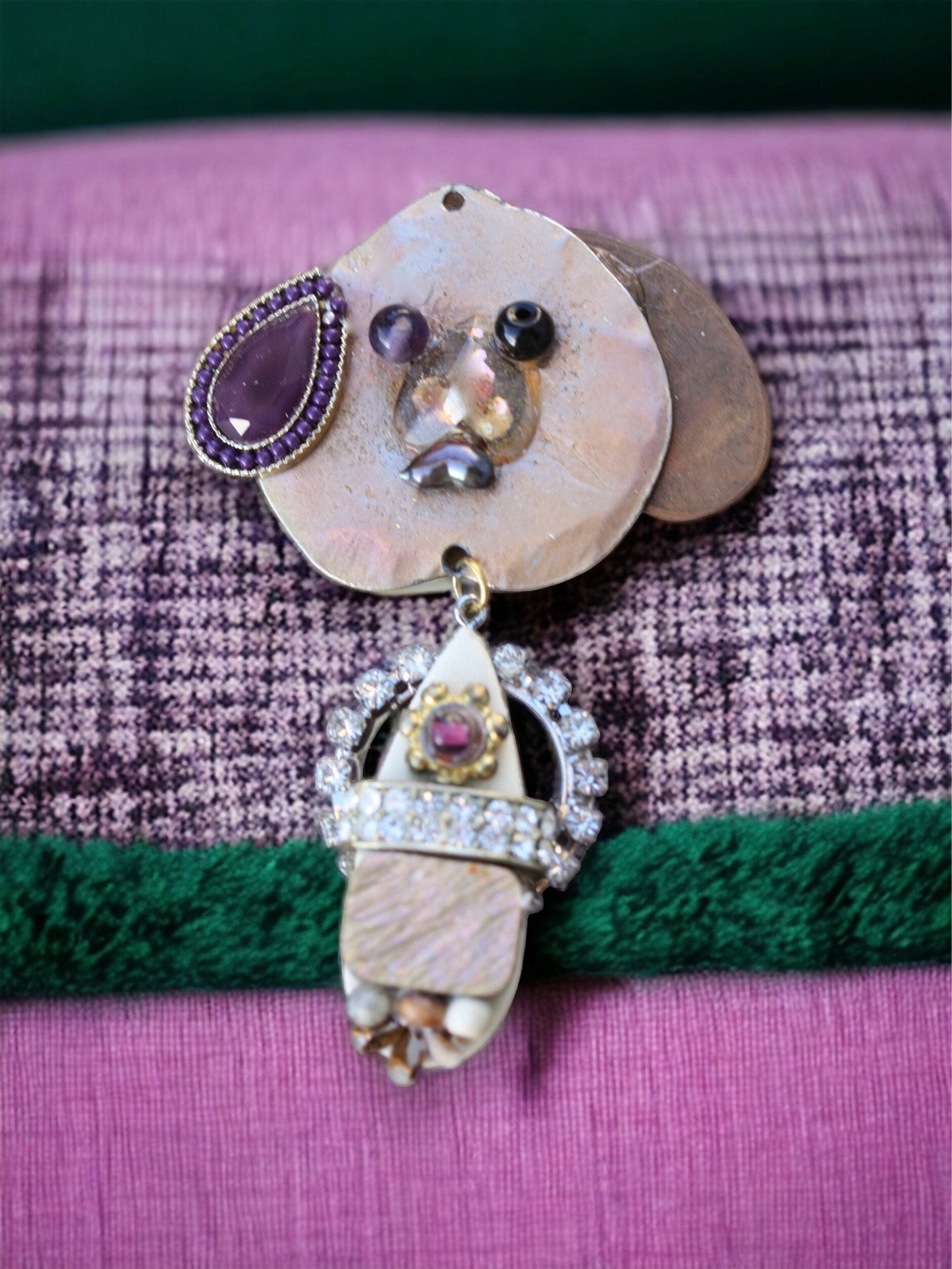 Meet DOGGY - Assemblage art / mixed media collage - necklace pendant