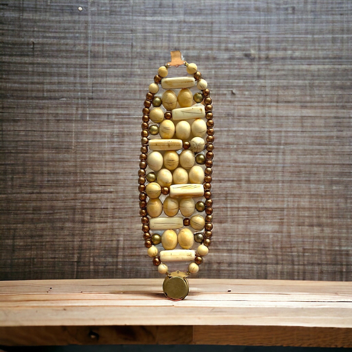 Stunning unique beaded vintage clamper bracelet