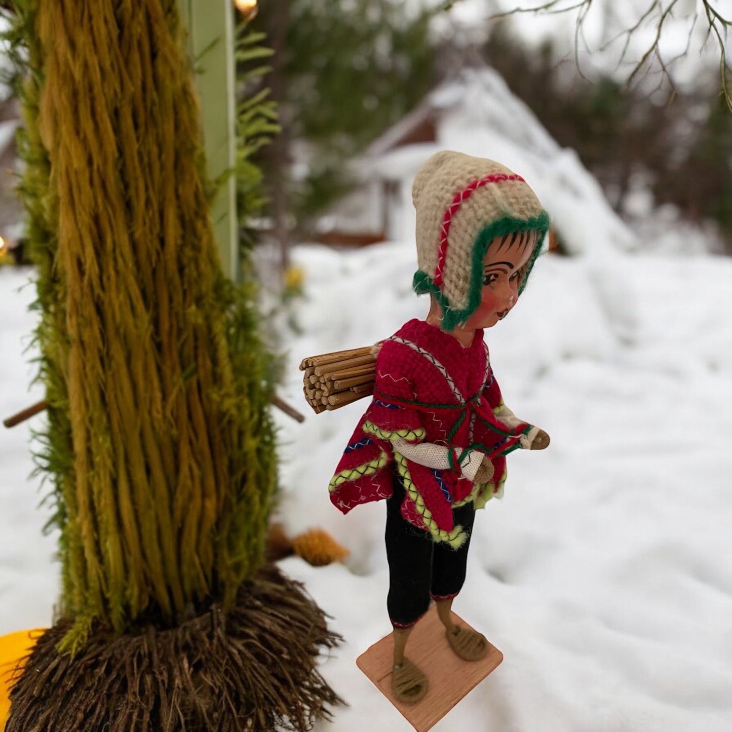 Vintage collectible handmade Peruvian folk art doll figurine