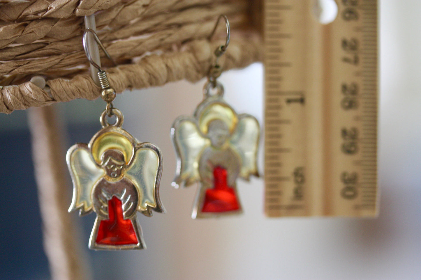 Stunning vintage stained glass angel earrings