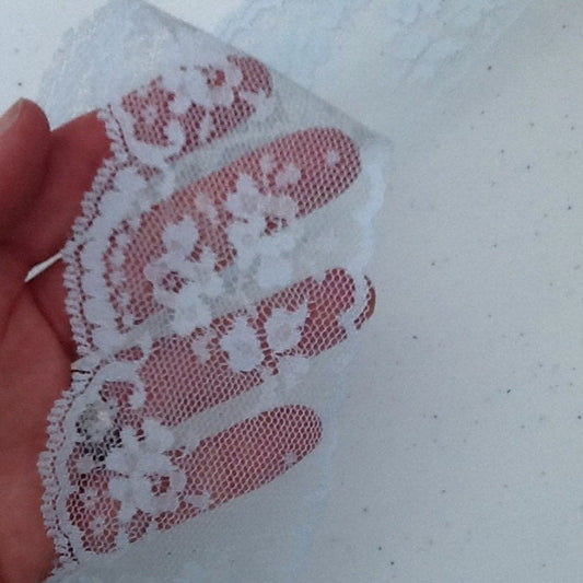 Wide vintage light blue lace - lace trim by the yard