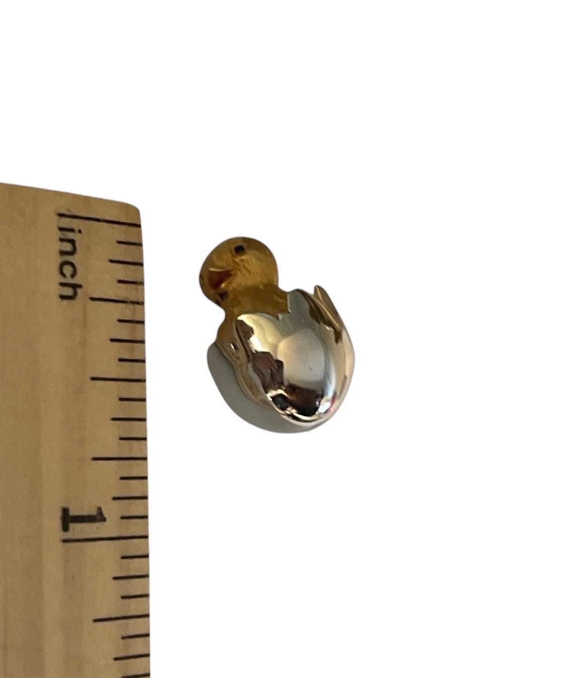Vintage Avon Chick Lapel Pin: Gold Tone Baby Bird in Egg