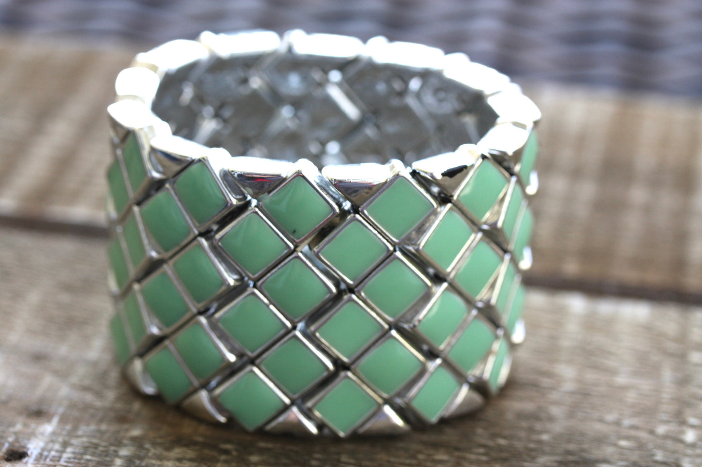 Stunning unique vintage turquoise enamel cuff bracelet