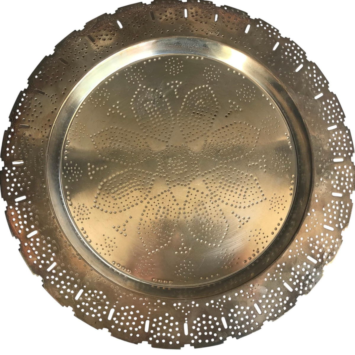 Paola Navone x Egizia Pierced Metal Tray | Designer Floral Serving Tray | Italian Design Decorative Charger