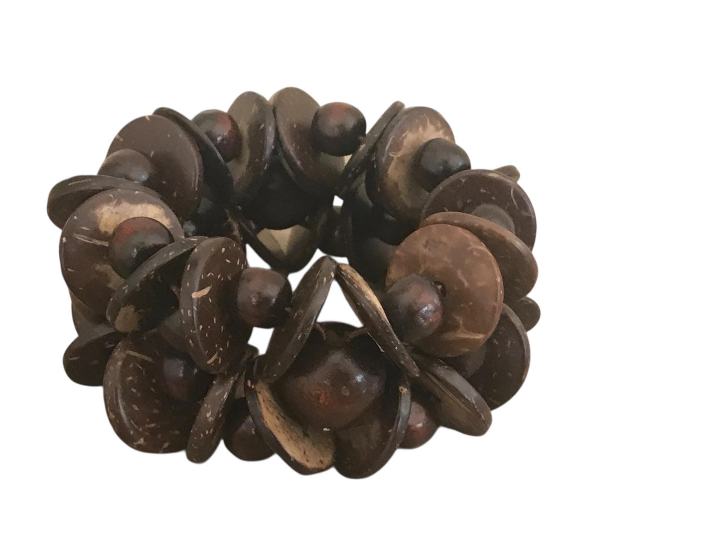 Vintage Brown Coconut Shell Bracelet | Handmade Natural Jewelry | Unique Boho Chic Accessory | Eco-Friendly Statement Piece