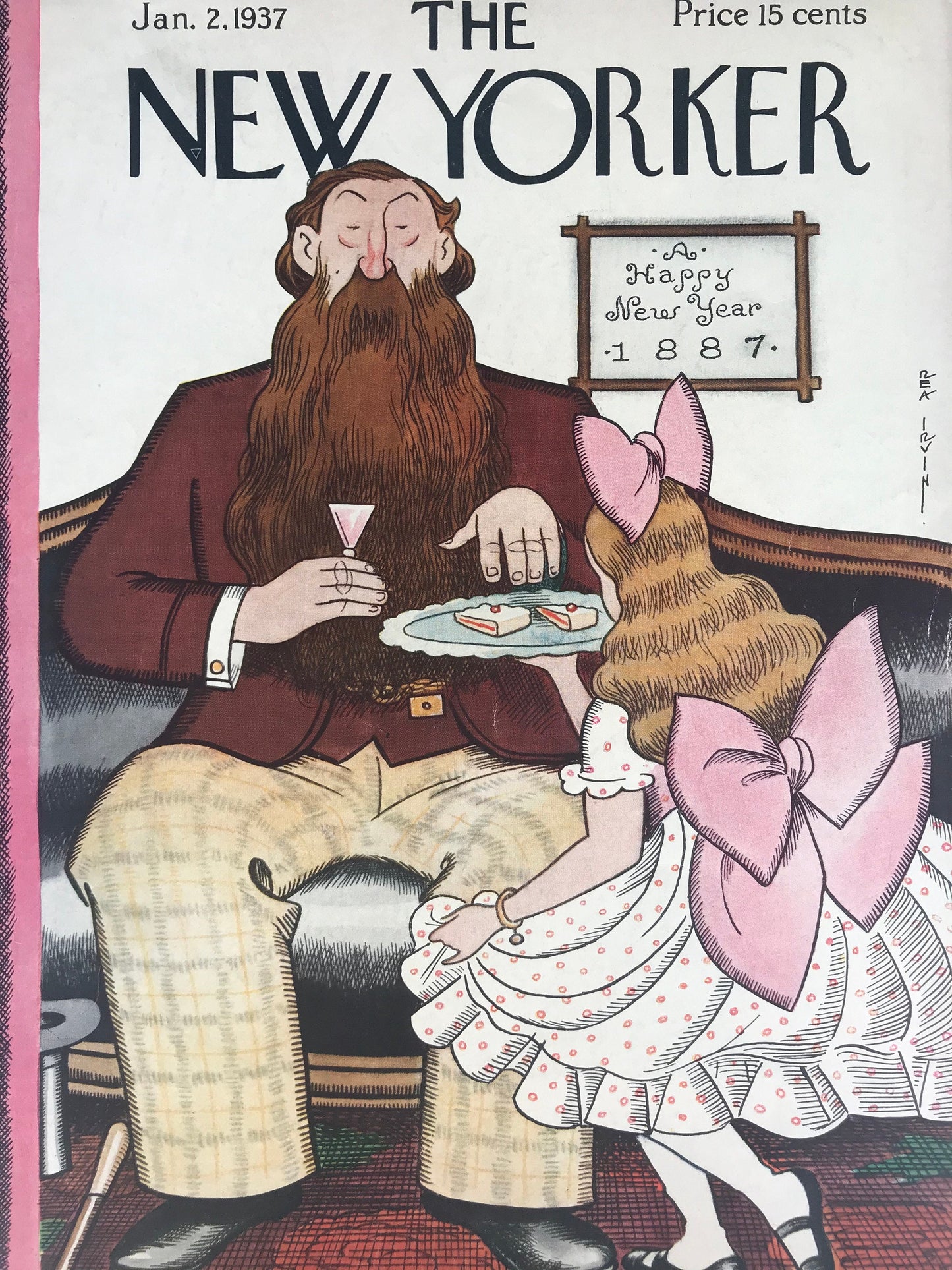 Very Rare NEW YORKER Magazine cover - January 2, 1937 - Rea Irvin