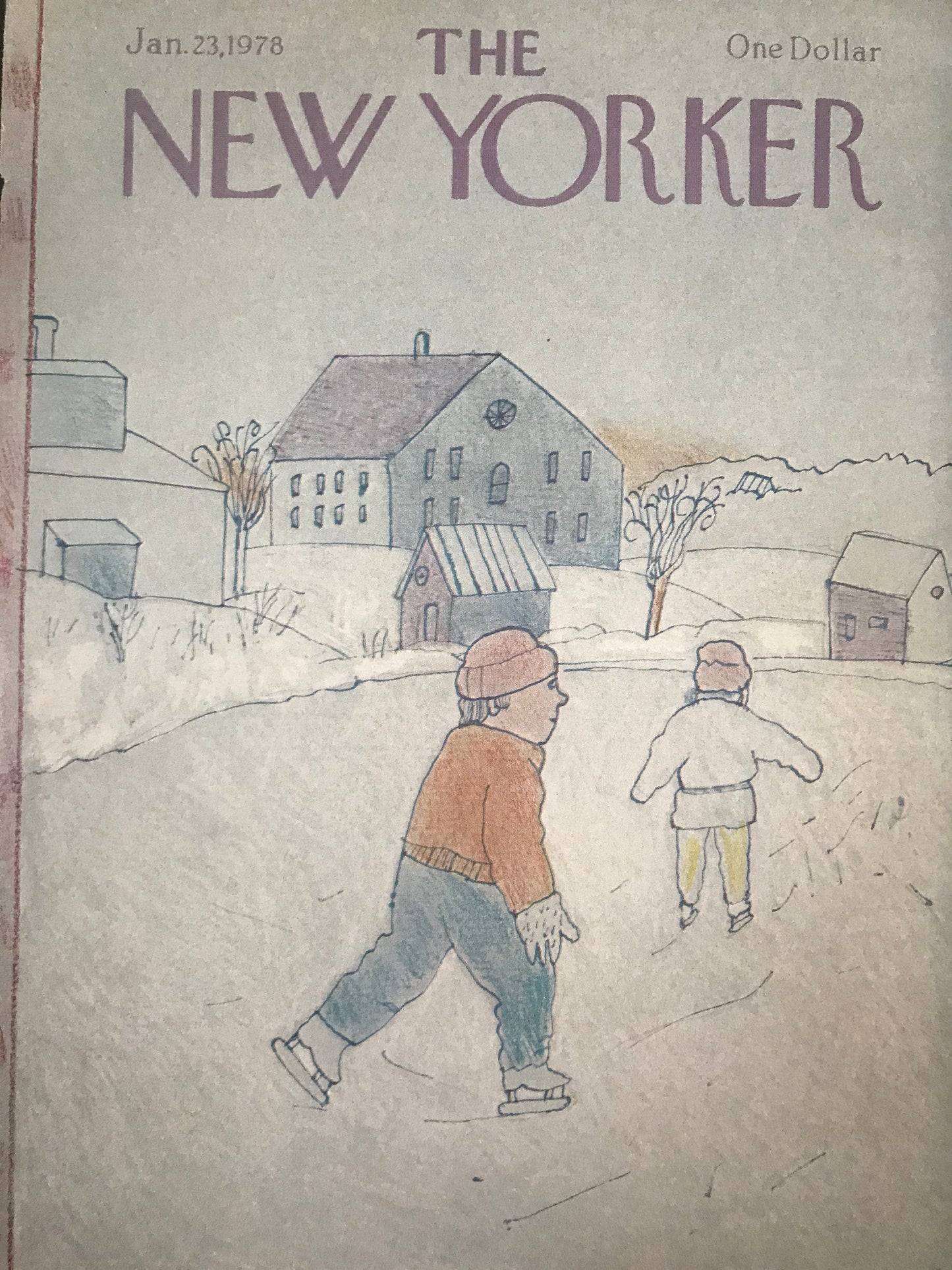 January 23, 1978 - The NEW YORKER Magazine original cover - ice skaters, ice skating