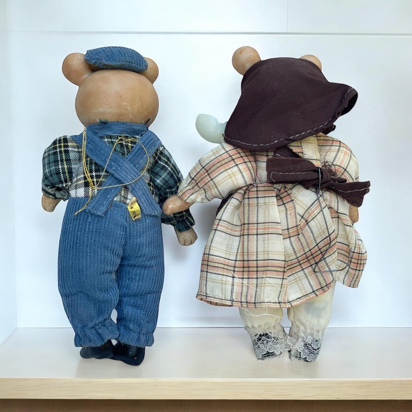 Charming vintage pair of Mr and Mrs porcelain teddy bears