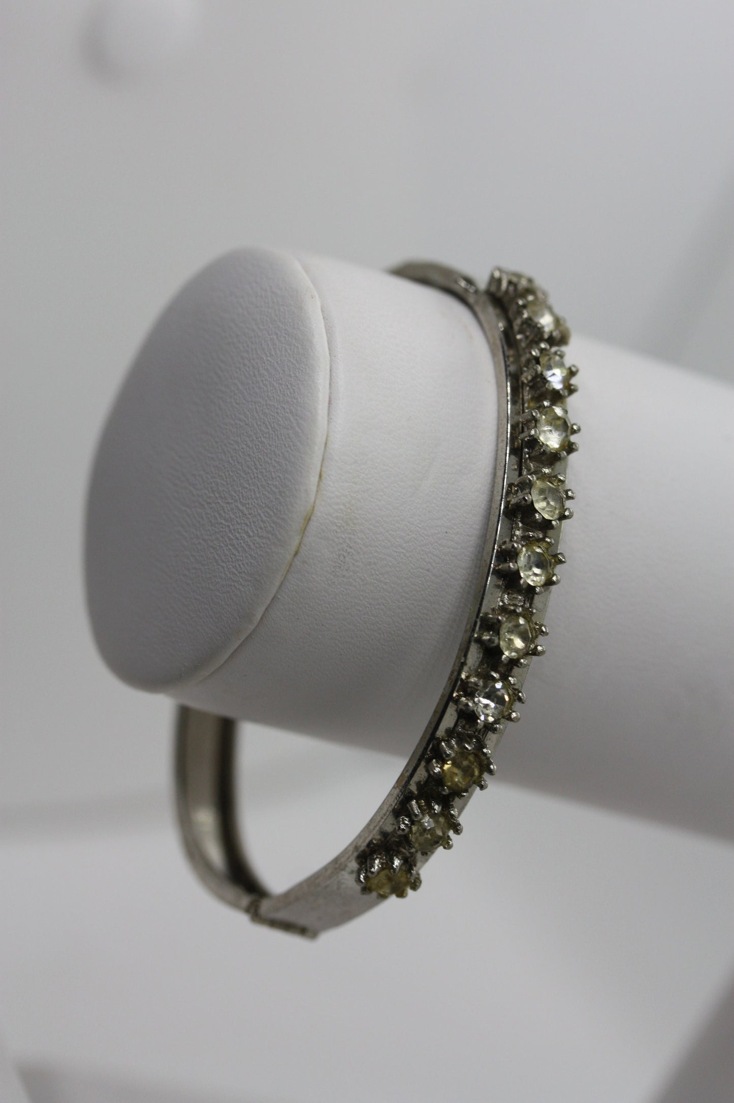 Vintage rhinestone bangle bracelet - one size fits all