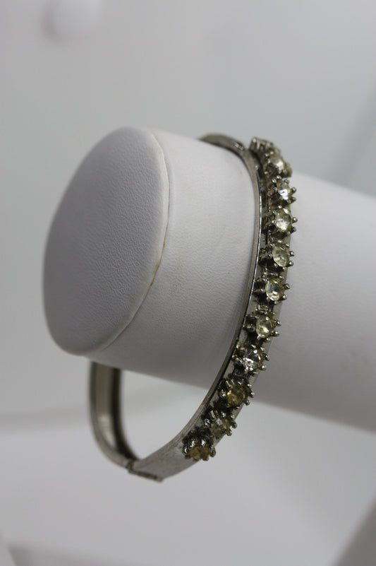 Vintage rhinestone bangle bracelet - one size fits all
