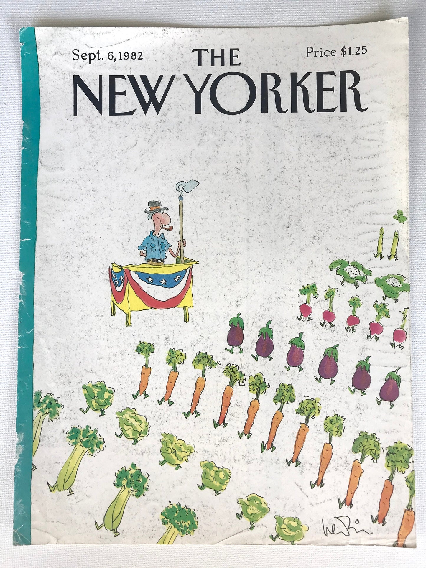 NEW YORKER Magazine cover - September 6, 1982 - vegetable parade