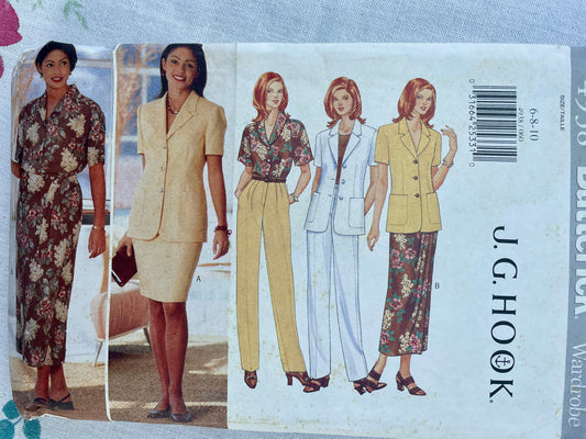 UNCUT Vintage Sewing Pattern - Butterick JG Hook 4938 Misses Jacket Top Skirt Pants - Sizes Tall 6, 8, 10
