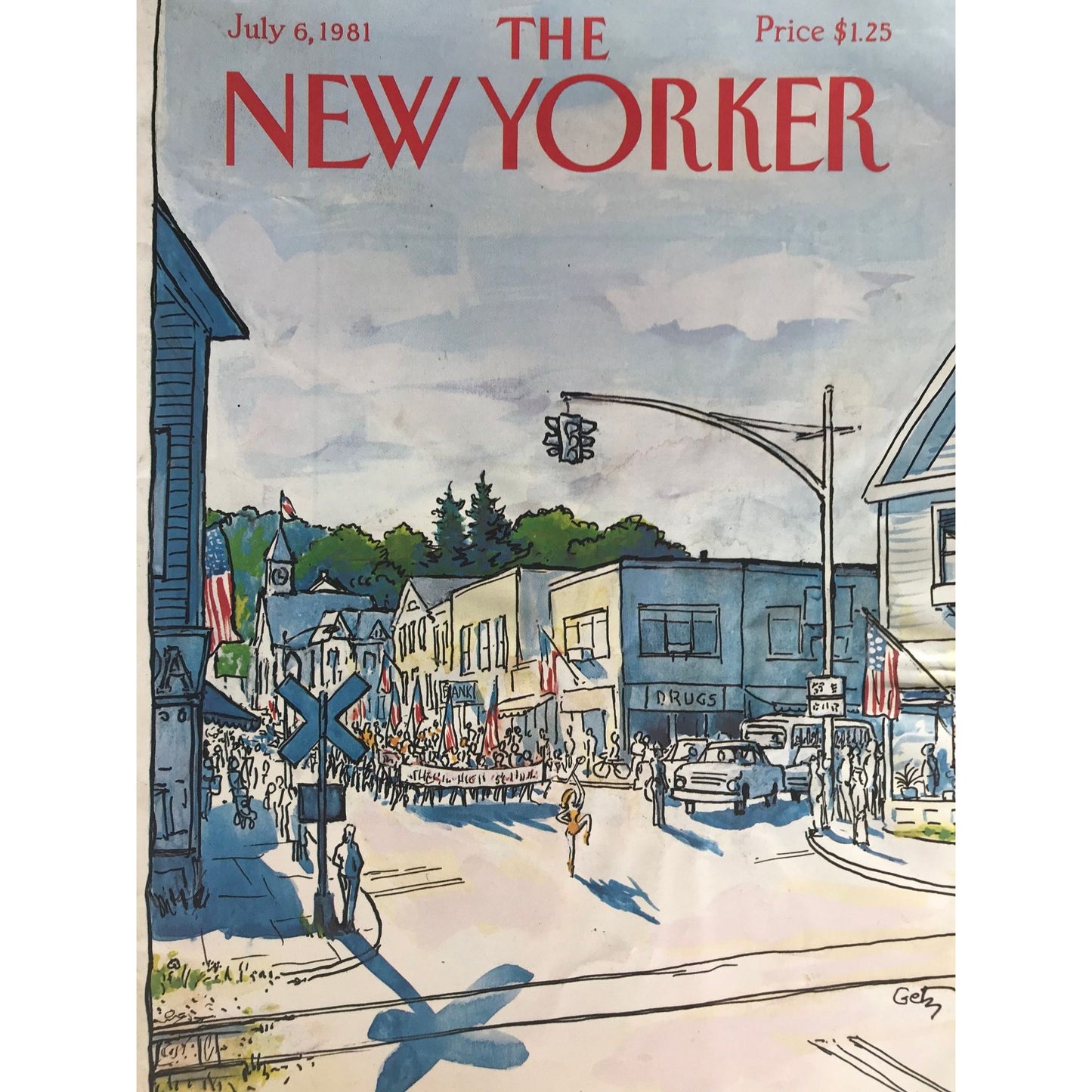 NEW YORKER Magazine cover - July 6, 1981 - Independence Day Parade - by Arthur Getz