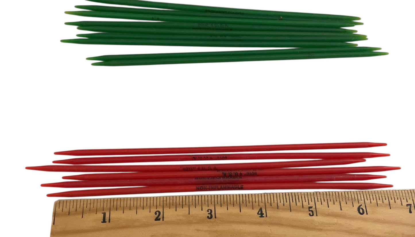 1950's Vintage Boye Double Pointed Knitting Needles – Celluloid Acetate Plastic 7”   Non-Inflammable Marked, Mid-Century Craft Supplies