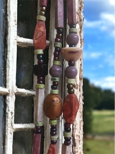 Stunning & unique vintage mixed material, multi-strand vintage necklace