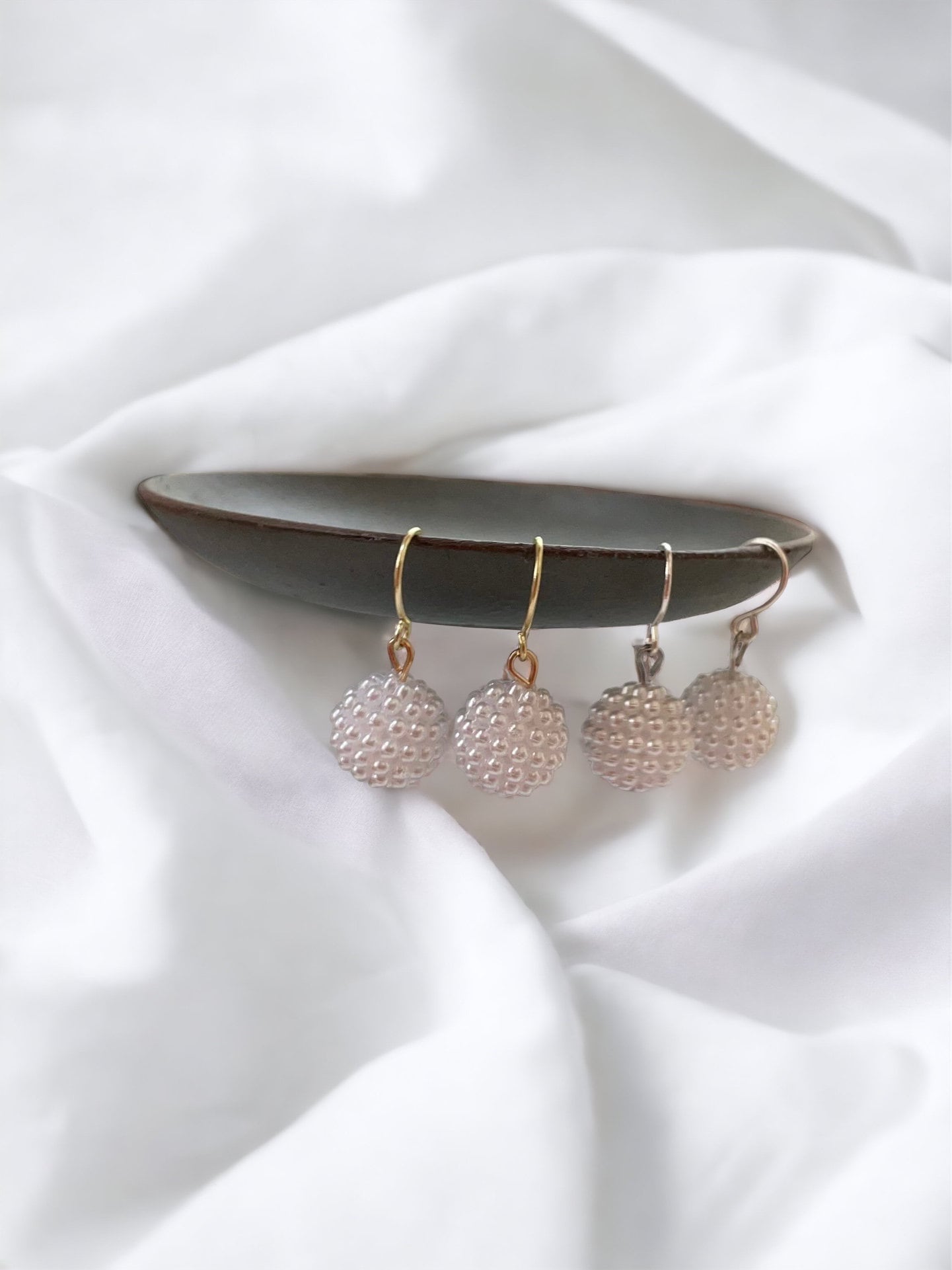 Minimalist small dangle faux pearl earrings
