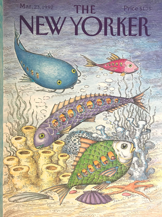 NEW YORKER Magazine cover - March 23, 1992 - fish, ocean, underwater