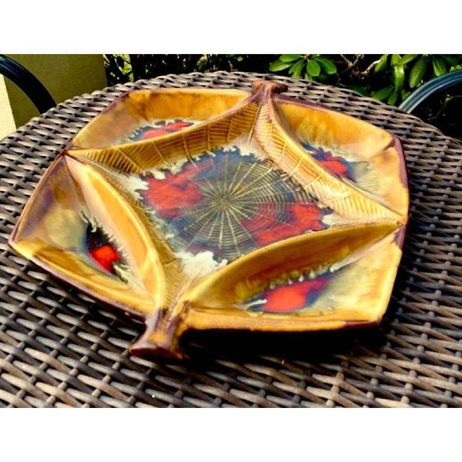 Very unique and rare Mid Century Modern (MCM) sectioned serving dish - signed Marcia of California Pottery - Numbered E604