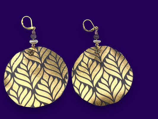 Incredibly lightweight handmade earrings - made of mixed materials - specialty Asian paper, pearls, metal