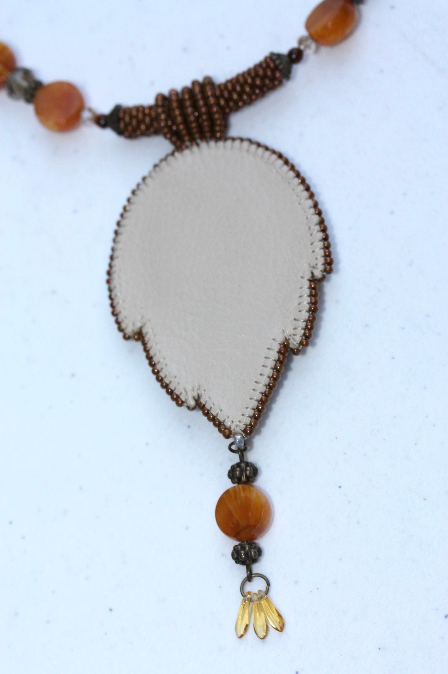 Rare and unique vintage handmade all-beaded beadwork necklace