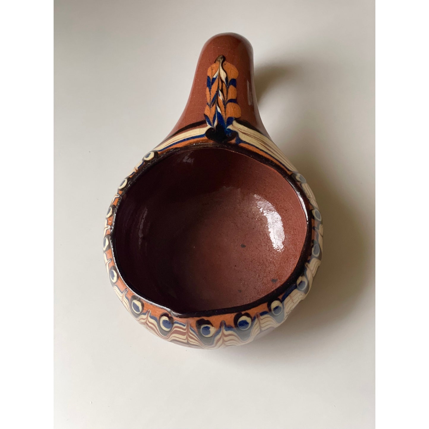 Vintage Mid Century Modern redware or terracotta? pottery from Bulgaria - gourd shaped - Sauce Bowl? PLEASE READ DESCRIPTION