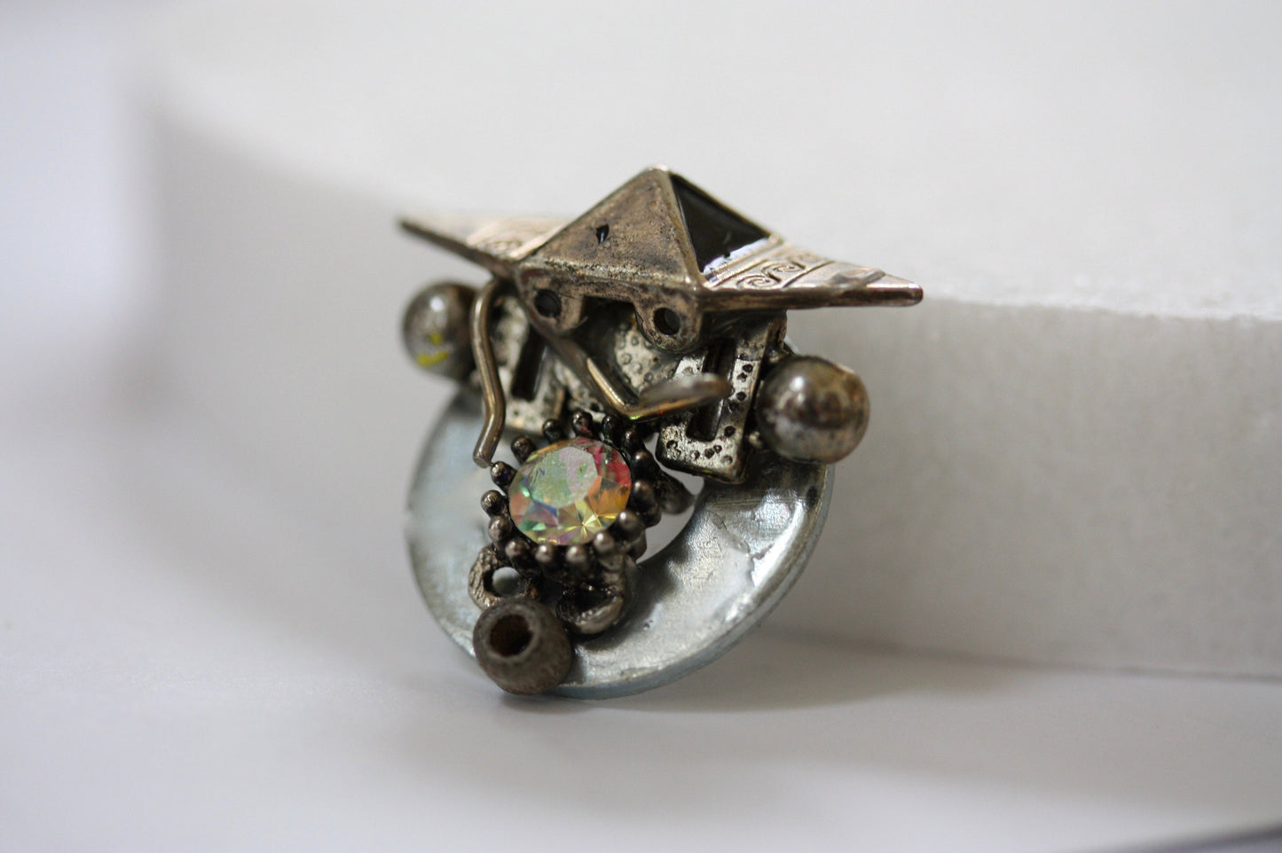 Handmade, one-of-a-kind assemblage art - refrigerator magnet