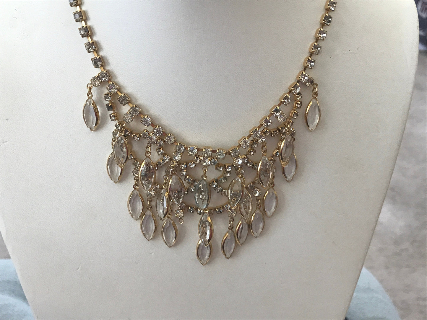 Stunning vintage necklace loaded with beautiful crystal dangles
