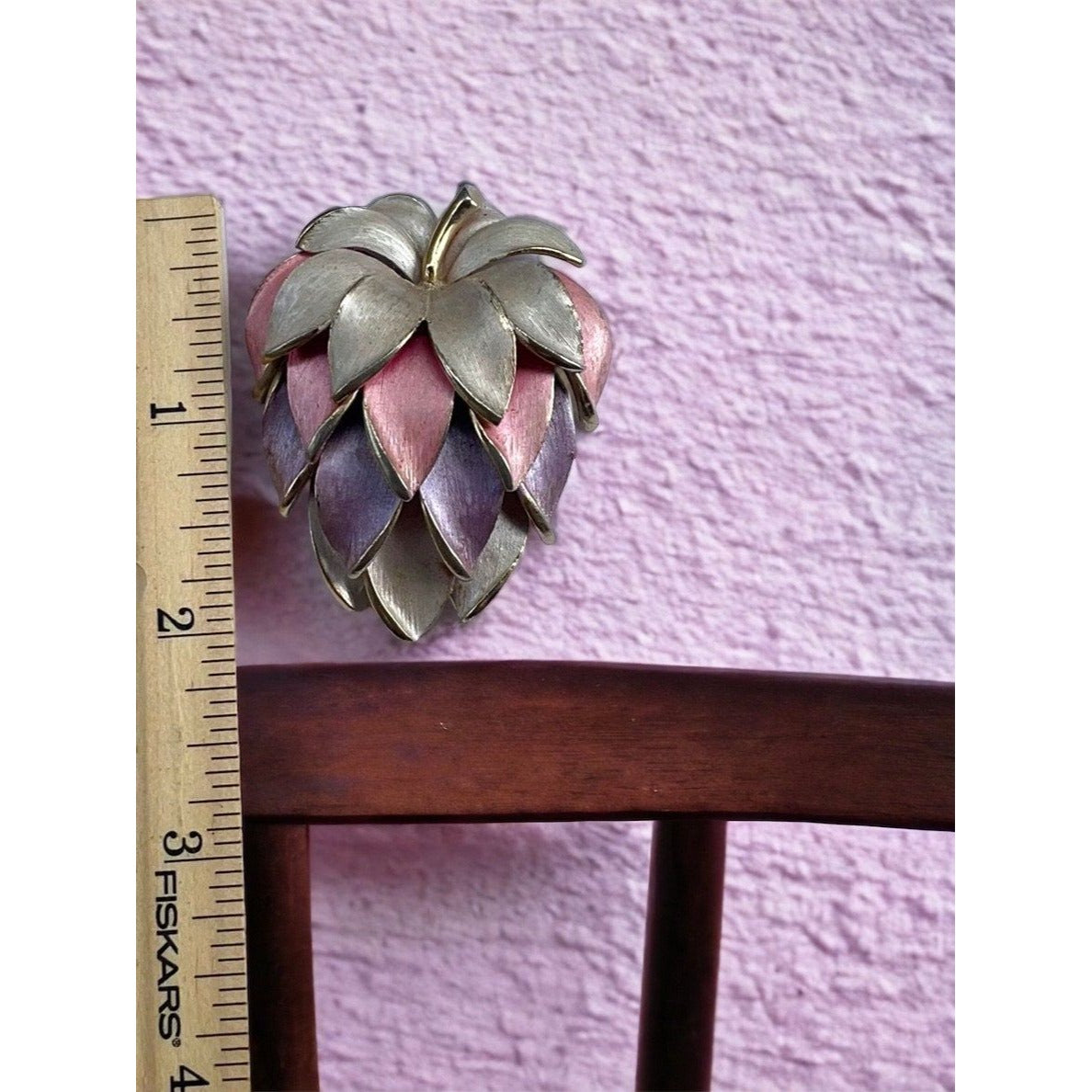 Pink and lilac vintage strawberry pin brooch