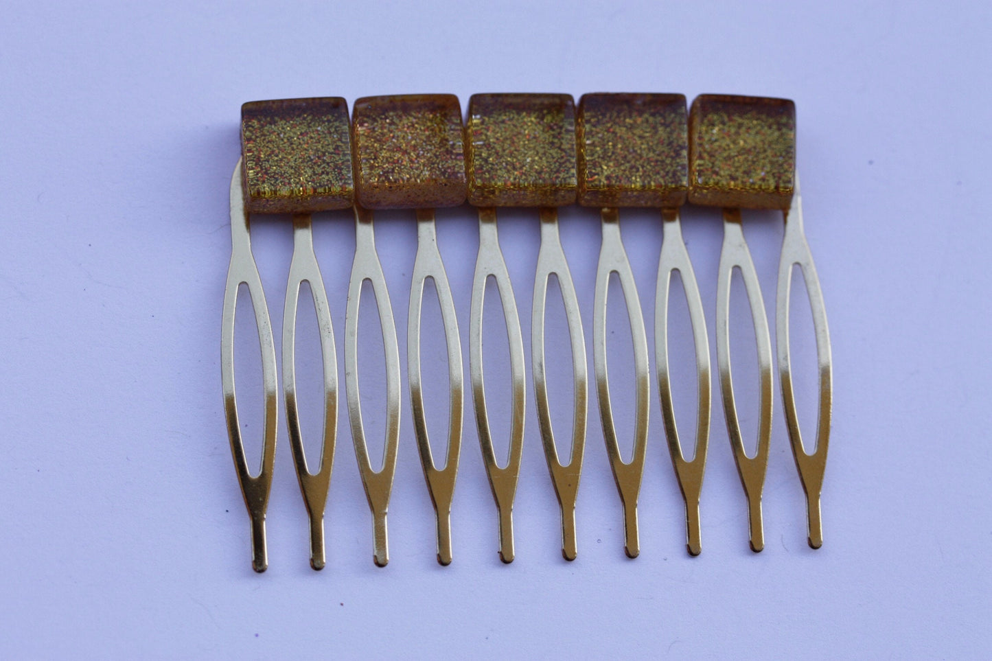 Stunning glittered glass hair comb