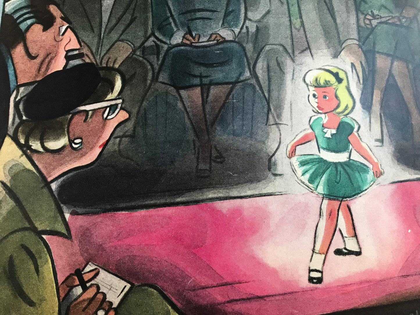 March 7, 1953 - The NEW YORKER Magazine original cover by Leonard Dove - little girl fashion runway