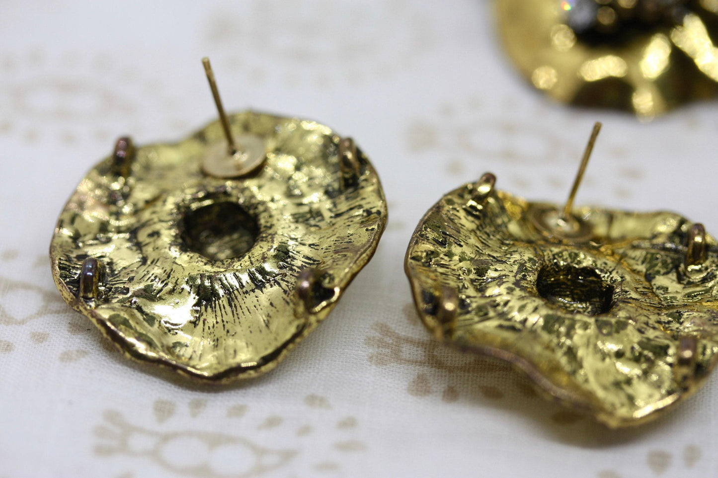 Goldtone and rhinestone earrings -made of vintage components combined with new findings