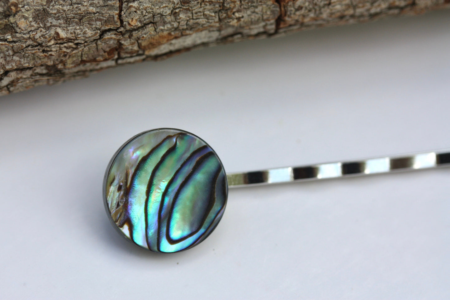Stunning abalone shell hair pins