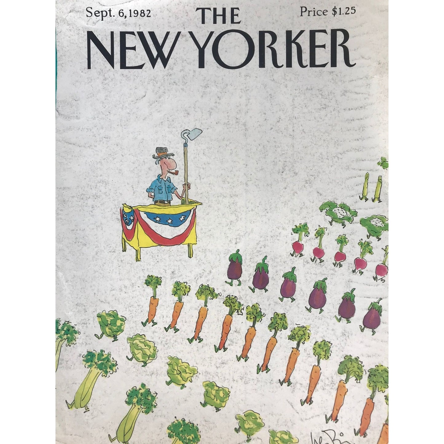 NEW YORKER Magazine cover - September 6, 1982 - vegetable parade