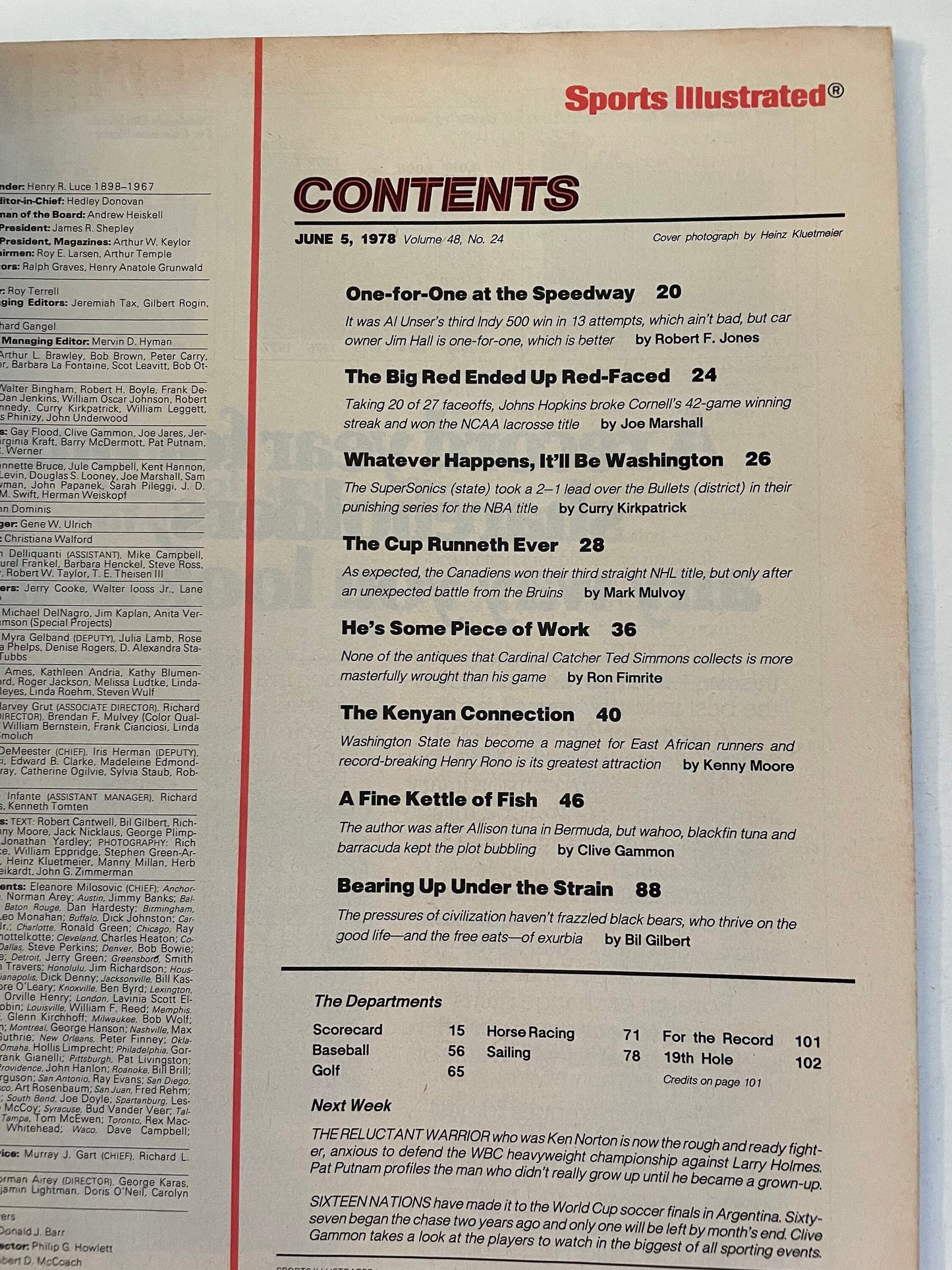 Sports Illustrated Magazine complete issue -  June 5, 1978 A third Indy For Al Unser - Indianapolis 500 race car driver, speedway