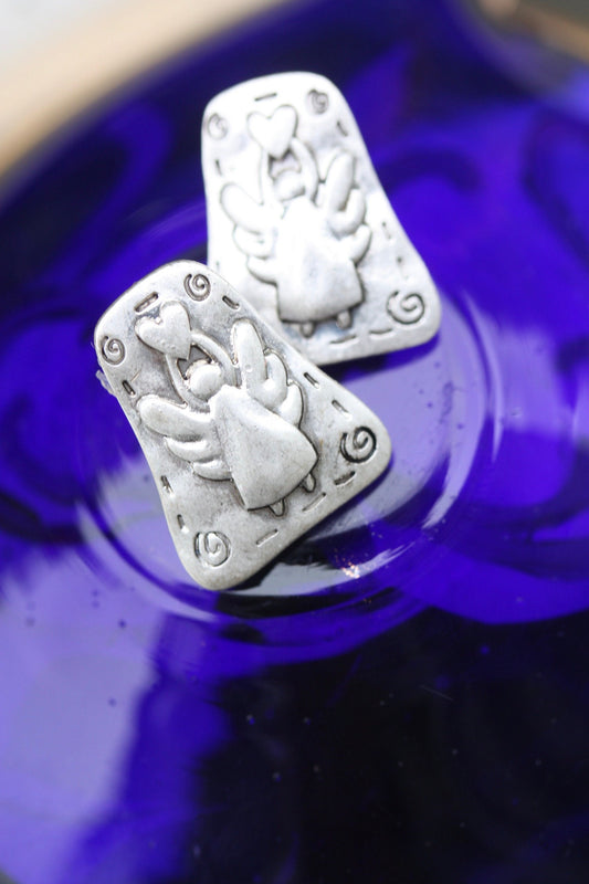 Upcycled angel stud earrings