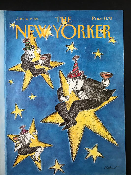 NEW YORKER Magazine cover - January 4, 1988 - New Years Eve Celebration - artist Koren
