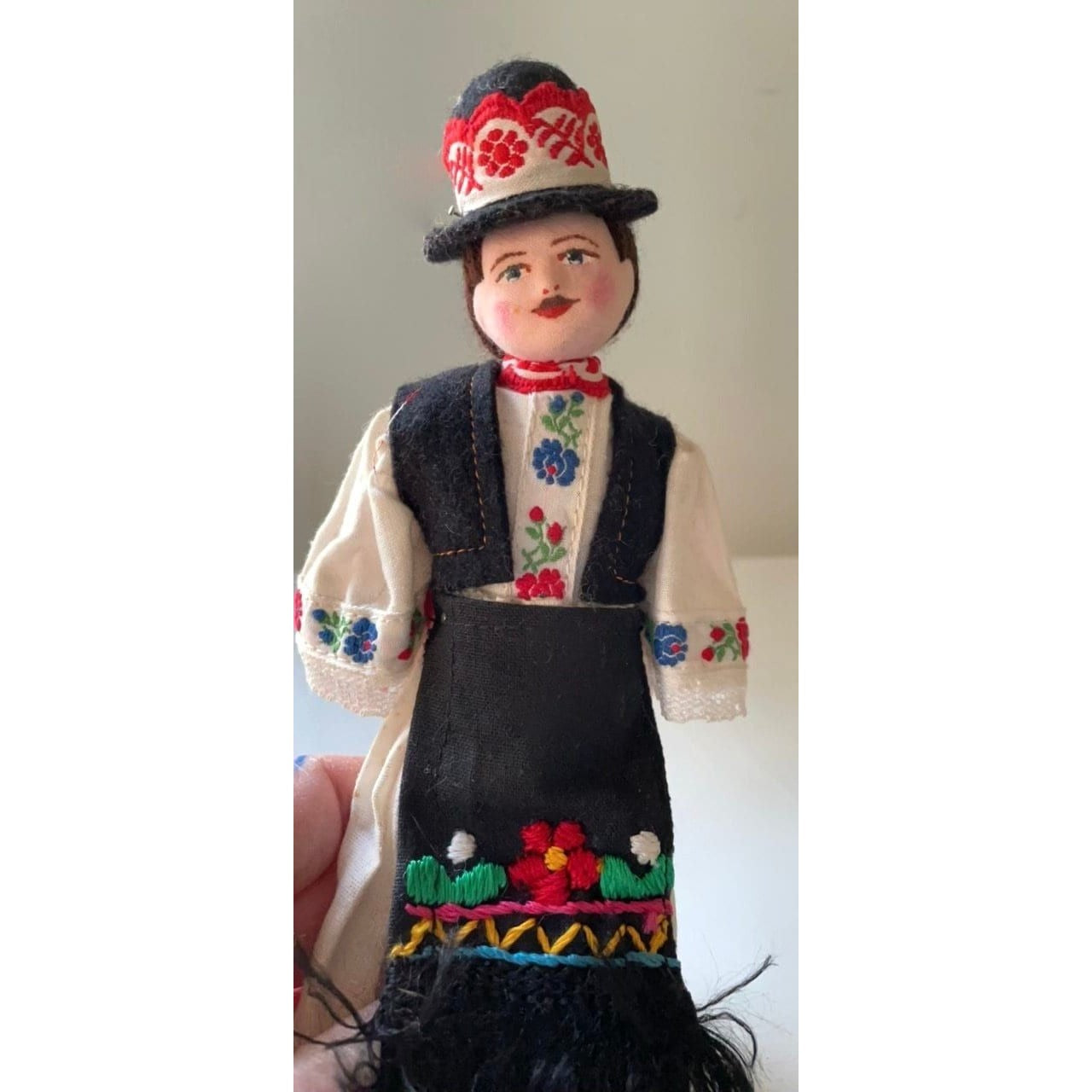 All hand sewn, hand painted, hand made vintage male collectible Doll figurine from Hungary / Hungarian