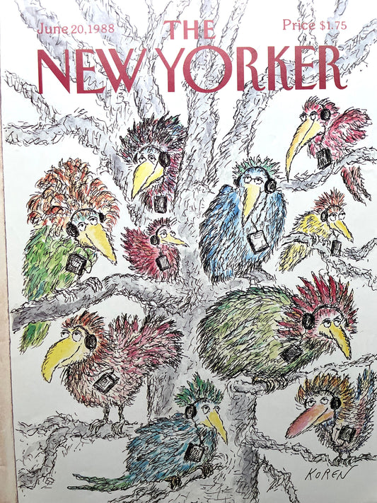June 20, 1988 - The NEW YORKER Magazine original cover - Edward Koren - birds listening to music