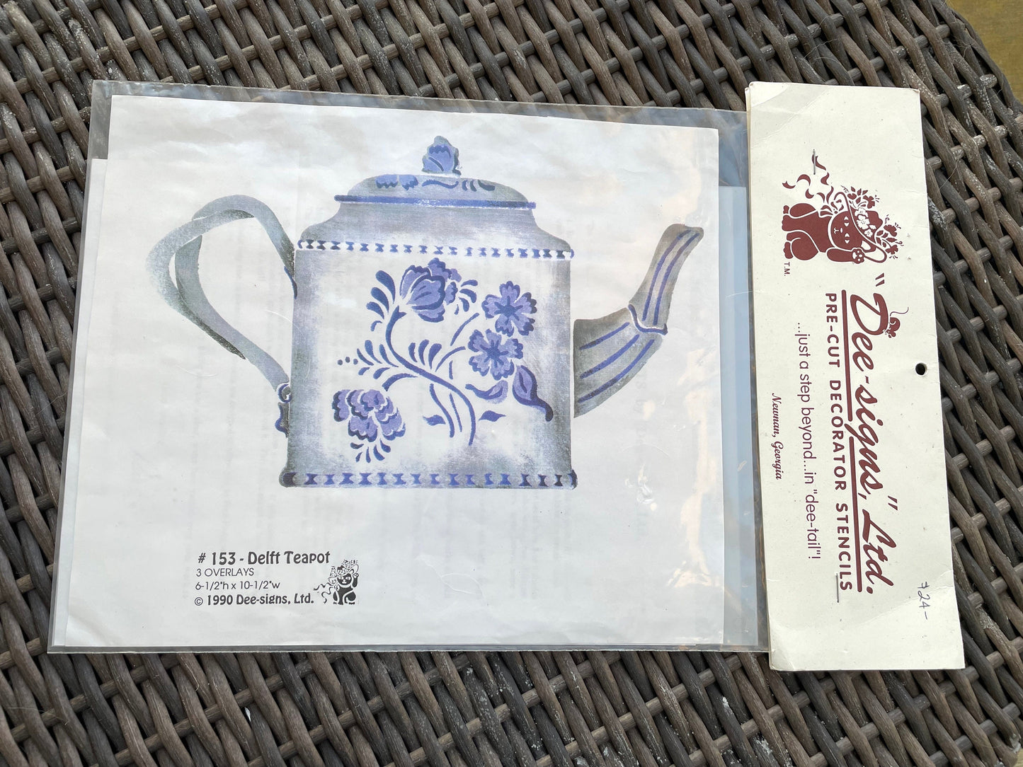 Delft teapot original stencil by Dee-signs in Georgia - in original packaging