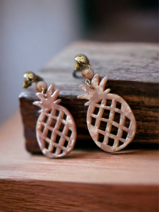 Pearlescent pineapple unique dangle earrings