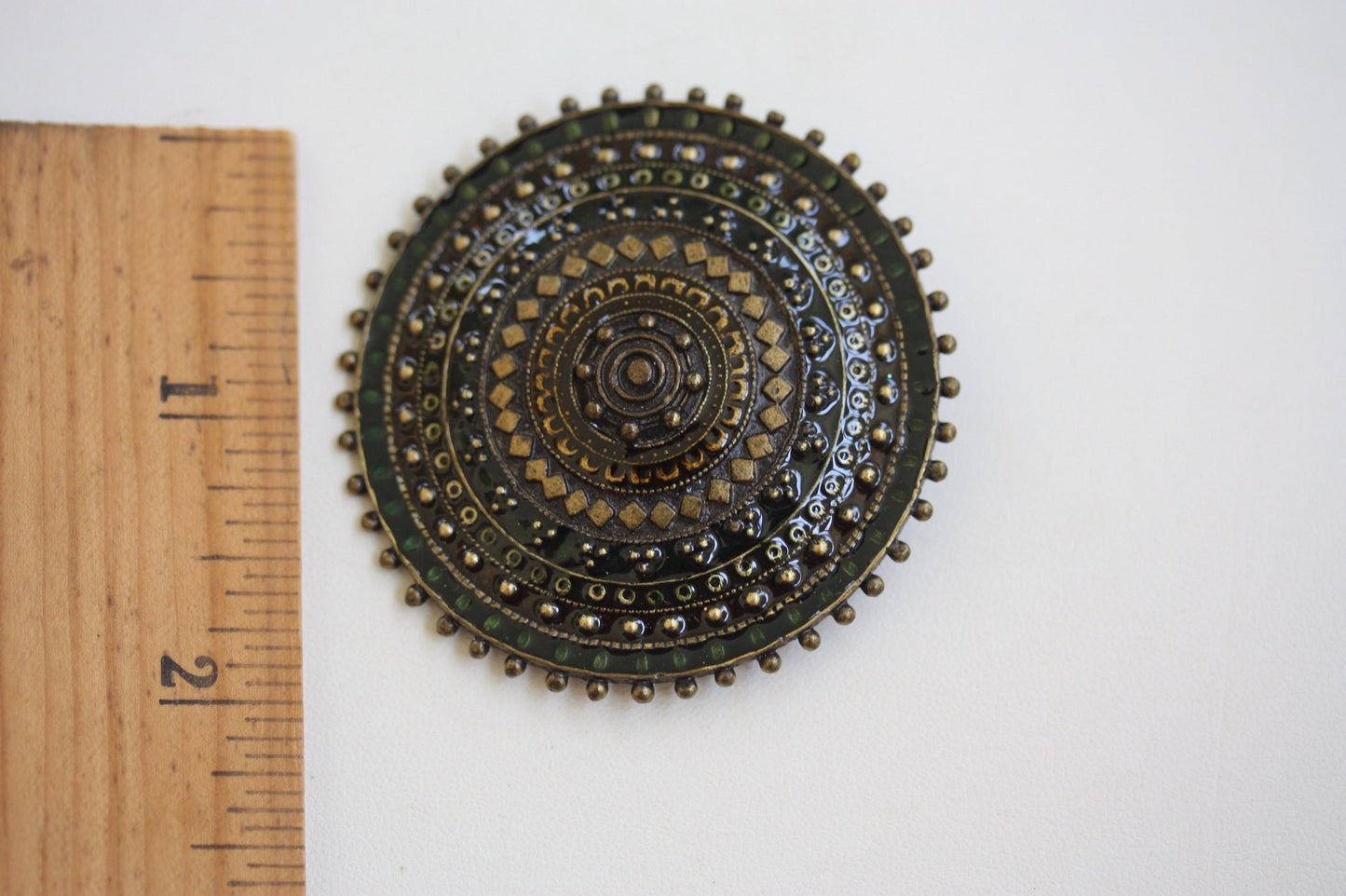 Multi textured unique round enamel pin 2"
