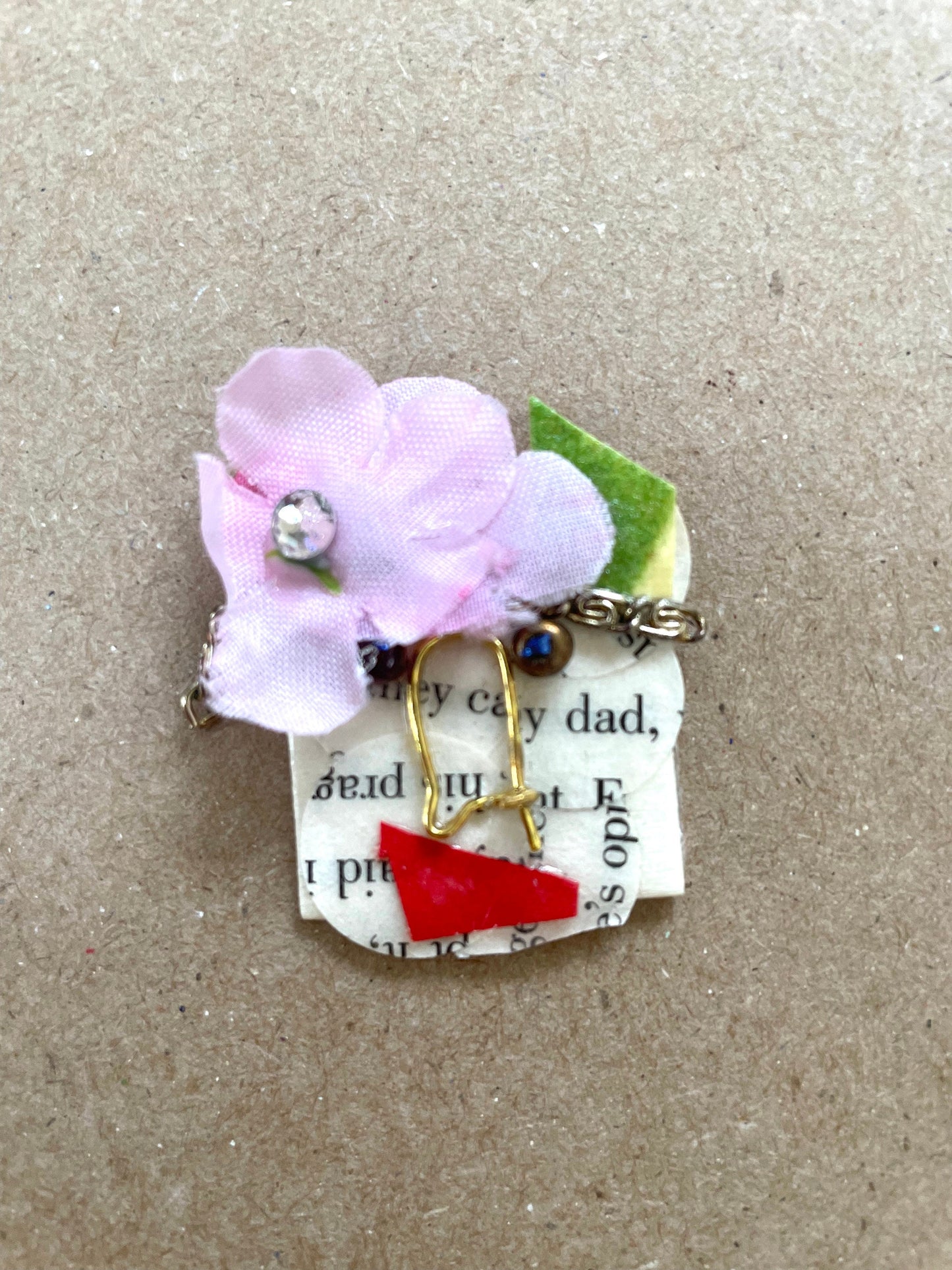 Meet "Daddy-O" - Assemblage art / mixed media collage - magnet, pin, necklace pendant or hair pin