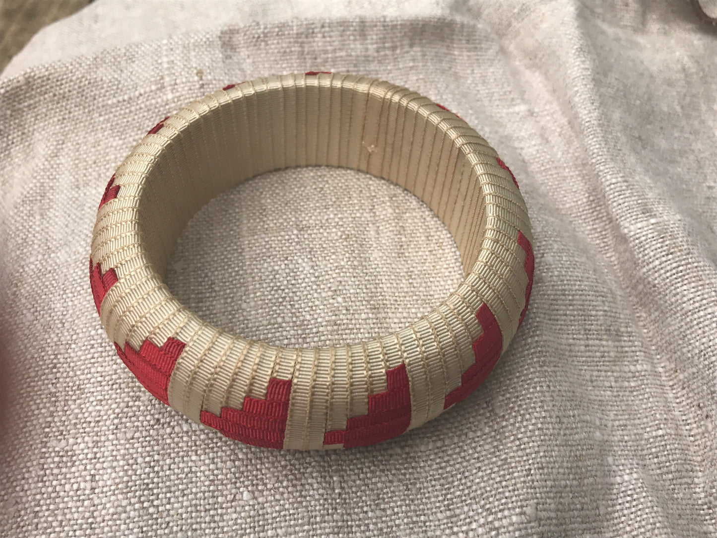 Stunning and unique pair of vintage handmade artisan basket weave woven bracelets