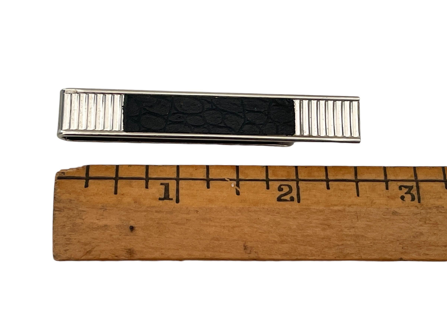 Black and silver mens tie clip - signed Swank